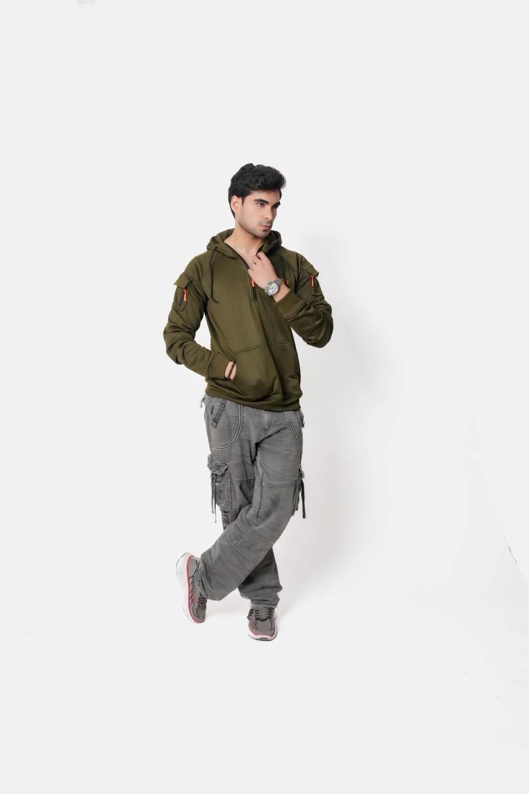 Premium Men’s Hoodie - Olive green - Image 6