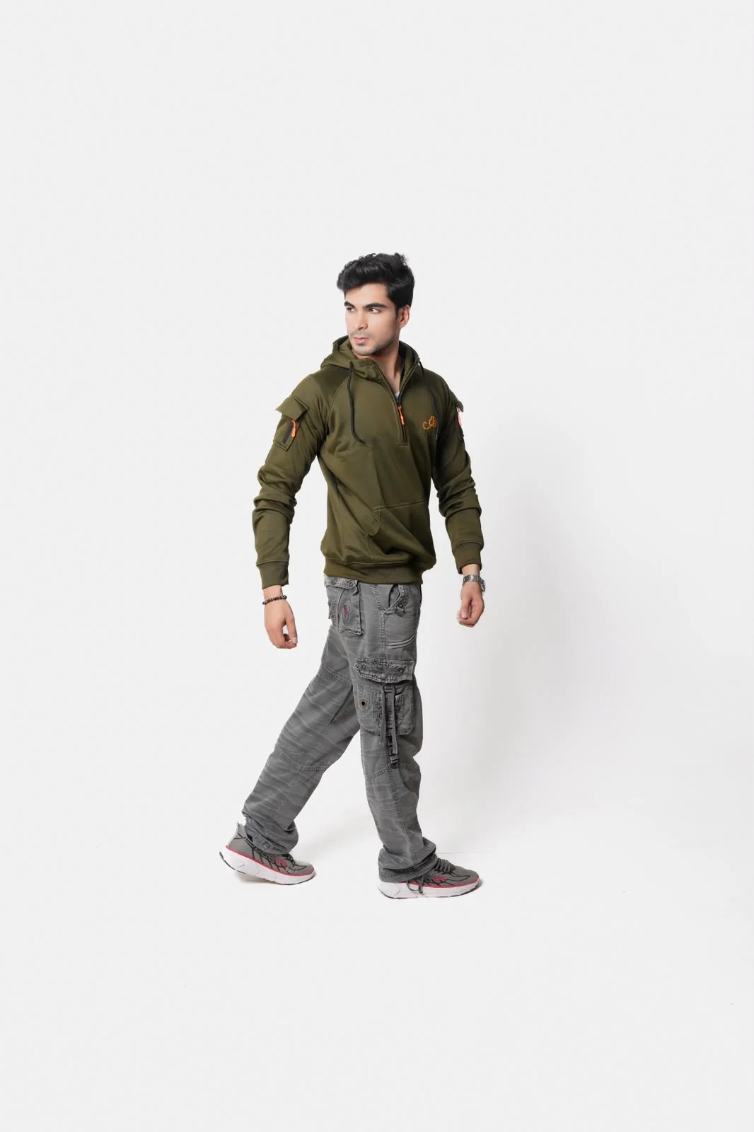 Premium Men’s Hoodie - Olive green - Image 4